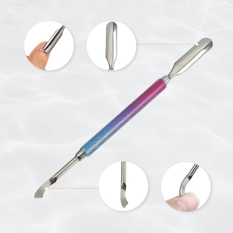 Unique Bargains Stainless Steel Double Head Cuticle Pusher Set Rose Red Blue 3Pcs, 4 of 7