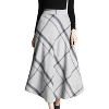 Women's Wool Plaid A-Line Skirt - Winter Warm Elastic Waist Pleated Long Skirt Black2 - 3 of 4