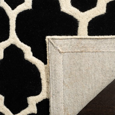 Black and Ivory Hand-Tufted Wool Square Rug