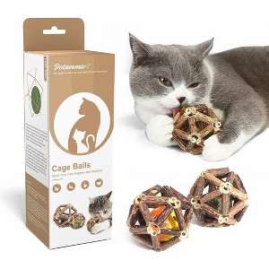 Potaroma Catnip Toys, 3Pcs Cat Toys Natural Silvervine Stick Cage Balls - 1 of 3
