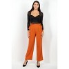 Slickblue Women's High Waist Paperbag Wide Leg Pants With Side Adjusters and Pleats - Rust, Size S-L - 3 of 4