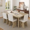 7 PCS Farmhouse Style Space-saving Dining Set, Dining Set with Wood Table and 6 Chairs, Rubber Wood Frame Chair with Cushions-Baofuwish - 2 of 4