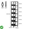 L-Shape 6 Tier Narrow Bookshelf Tall Skinny Bookcase Storage Rack Rustic Corner Shelf Metal Frame Small Freestanding Bookshelves - 2 of 4