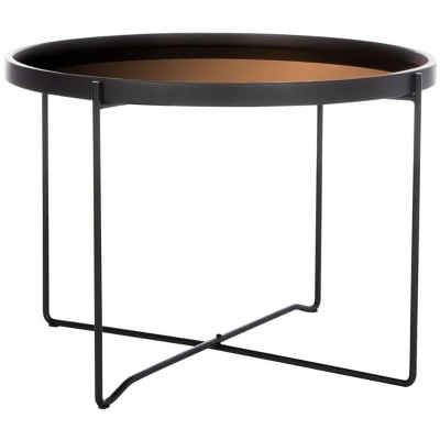 Ruby Black and Rose Gold Round Tray Accent Table