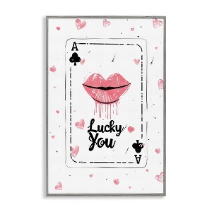 Stupell Industries Lucky You Playing Card Black Framed Giclee Art - 1 of 4