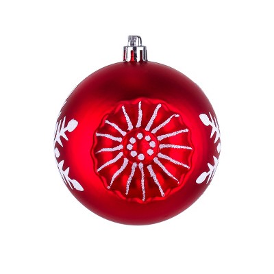 Red and White Shatterproof Plastic Christmas Ornaments Set of 6