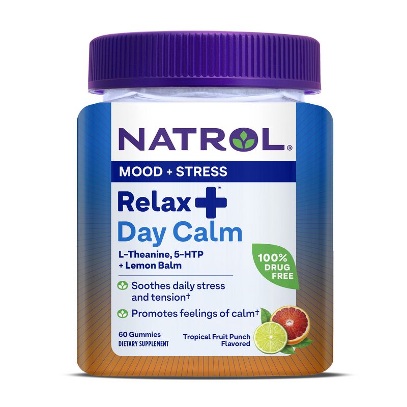 Natrol Relax + Day Calm Mood &#38; Stress Gummies - Fruit Punch - 60ct, 1 of 11