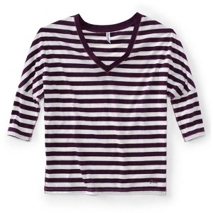 Aeropostale Womens V-neck Stripe 3/4 Sleeve Graphic T-Shirt - 1 of 1