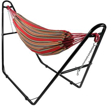 Sunnydaze Large Double Brazilian Hammock with Universal Stand - 450 lb Weight Capacity