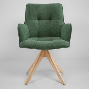 Art Leon Fabric Swivel Accent Office Chairs with Oak Wood Legs - 1 of 4