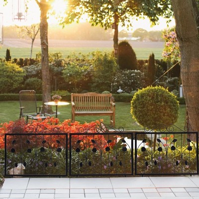 Black Metal Decorative Garden Fence Panels, 23.6'' x 7.9' - 4 Pack