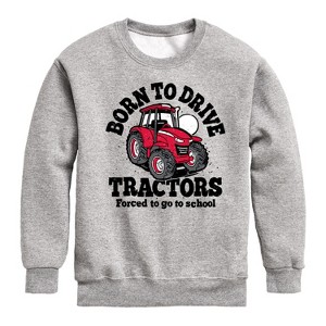 Boys' - Instant Message - Born To Drive Tractors School Graphic Long Sleeve Fleece Sweatshirt - 1 of 4