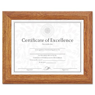 Dax Document/Certificate Frame Wood 8-1/2 x 11 Stepped Oak 2703N8X