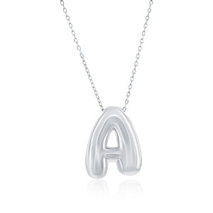 Bella Silver Sterling Silver, Bubble Initial Letter 18" Pendant Necklace - 1 of 2