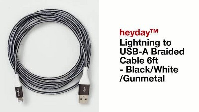 6' Lightning To Usb-a Braided Cable - Heyday™ Black/white/gunmetal : Target