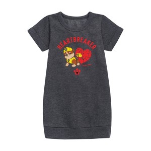 Girls' - Paw Patrol - Valentine's Heartbreaker Graphic Short Sleeve Fleece Dress - 1 of 4