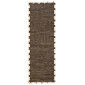 Modern Scalloped Living Room Rugs, Washable Solid Soft Bedroom Carpet Non Slip, Indoor Contemporary Home Decor Rugs - 1 of 4