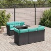 vidaXL Patio Sofa Set with Cushions Sectional Sofas 6 Piece Poly Rattan Acacia - Black - 2 of 4