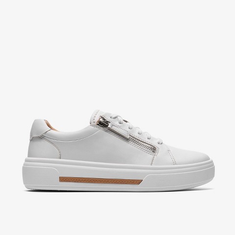 Обувь Clarks Womens Hollyrose Zip White Leather Shoes 8 Medium