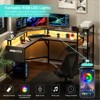 Computer Desk with Power Outlets, 61,4" L Shaped Desk with Full Monitor Stand & Storage Shelves, Corner Desk Gaming Desk, Ergonomic Home Office Desk - 3 of 4