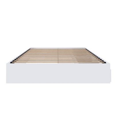 Reversible Full/Double White Wood Frame Storage Bed with 3 Drawers