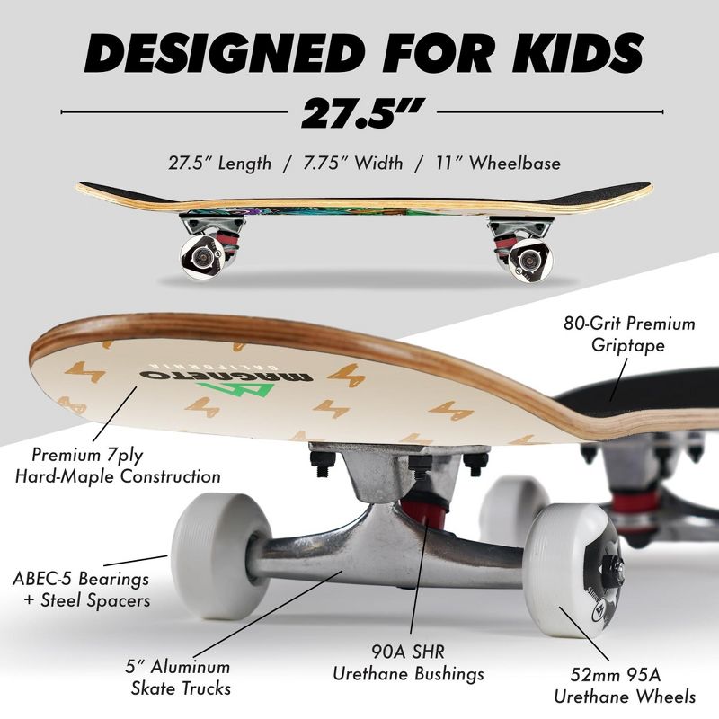 Magneto Skateboard | Maple Wood | ABEC 5 Bearings | Double Kick Concave Deck | For Beginners, Teens & Adults (Wise Owl), 4 of 9