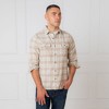 Hope & Henry Men's Organic Flannel Double Pocket Button Down Shirt, Taupe Heirloom Plaid, Large - 2 of 4