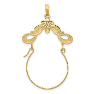 Black Bow Jewelry 14k Yellow Gold Decorated Ribbon Charm Holder Pendant, 28mm (1 1/8 in) - 1 of 4