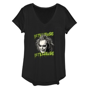 Women's Beetlejuice Beetlejuice Monochrome Face T-Shirt - 1 of 2