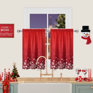 Christmas Kitchen Curtain Cafe Curtain Velvet Fabric Tier Curtains Window Treatment Rod Pocket for Home Decor for Home Christmas Decoration - 1 of 4