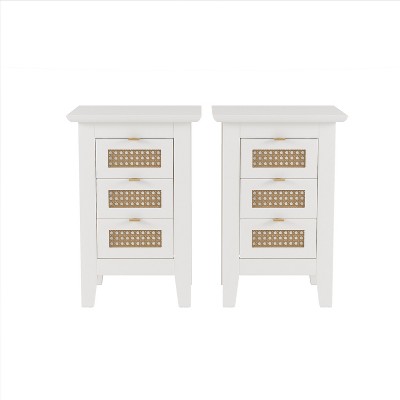 NicBex Nightstand Bedside End Table with Metal Handle Drawers for Bedroom & Living Room