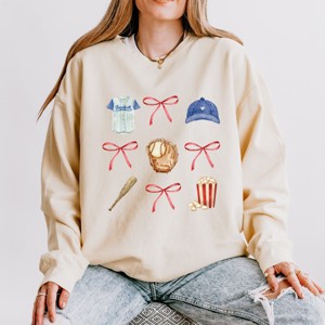 Simply Sage Market Coquette Baseball Chart Lightweight Garment Dyed Sweatshirt - 1 of 4