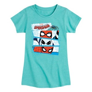 Girls' - Marvel - Friendly Neighborhood Spider-Man Masks Fitted Short Sleeve Graphic T-Shirt - 1 of 4