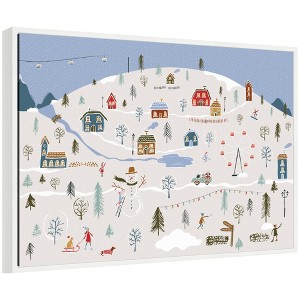 Kate & Laurel All Things Decor Sylvie Framed Canvas A Winter Village by Vicky Yorke - 1 of 4