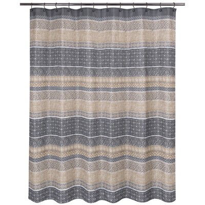 brown and gray shower curtain