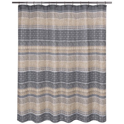 grey and brown shower curtain