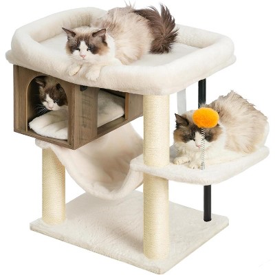 Heybly Cat Tree Tower, Wooden Cat Condo Cave for Indoor Kittens