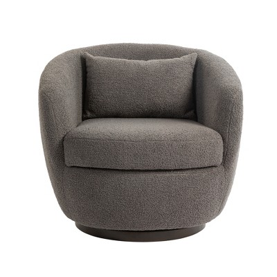 TIRAMISUBEST Fabric Grey Upholstered Swivel Barrel Armchair with Storage - Modern Side Chair for Bedroom, Office & Reading in Living Room