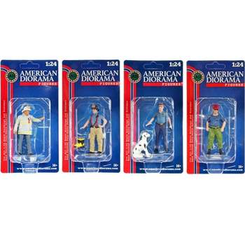 "Firefighters" 6 piece Figure Set (4 Males, 1 Dog, 1 Accessory) for 1/24 Scale Models by American Diorama