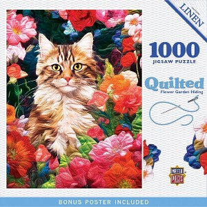 MasterPieces Quilted Flower Garden Hiding 1000 Piece Jigsaw Puzzle - Cozy Cat in Quilt Design - 1 of 4
