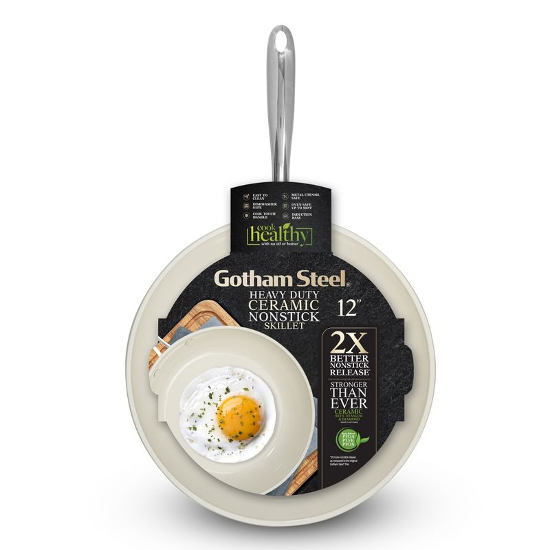 Gotham Steel Cream 12'' Ultra Nonstick Ceramic Fry Pan with Stay Cool Handle, 2 of 6