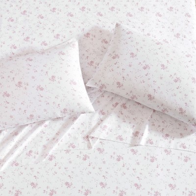 Laura Ashley Pink Floral Cotton Sateen Standard Pillowcase Set