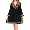 LA LEELA Women's Mini Beachwear Swim Suit Loose Beach Dress Flowy Dress Summer Short Flowy Bathing Suit Cover Ups 8-12 Black, Solid - 2 of 3