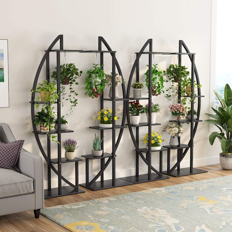 Tribesigns 63" Tall 5-Tier Plant Stand Pack of 2 Black, 4 of 5