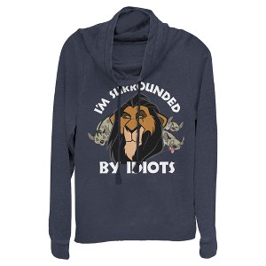 Juniors Womens Lion King Scar Surrounded by Idiots Cowl Neck Sweatshirt - 1 of 3