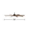 70" Possini Euro Design Rustic Farmhouse Indoor Outdoor Ceiling Fan with Remote Control Oil Rubbed Bronze Koa Damp Rated for Patio Exterior Gazebo - 4 of 4