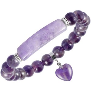 8mm Beads Chakra Crystal Energy Heart Charm Bracelet Handmade Jewelry - 1 of 4