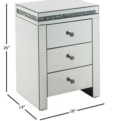 Noralie Glam Mirrored Accent Table with Faux Diamond Inlays