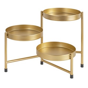 Kate and Laurel Finn Round Metal Tabletop Planter, 7.25x7.25x10, Gold - 1 of 4