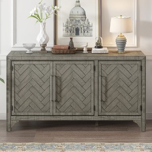 VYNXARIA Designed Storage Cabinet Sideboard with MDF+Pine veneer , Adjustable Shelves, Suitable for Living Rooms, Entrance and Study Rooms,Gray - 1 of 4